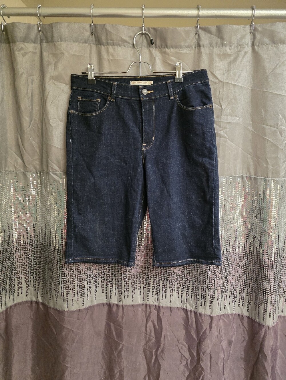 Dark Blue Women's Denim Bermuda Shorts By LEVIS